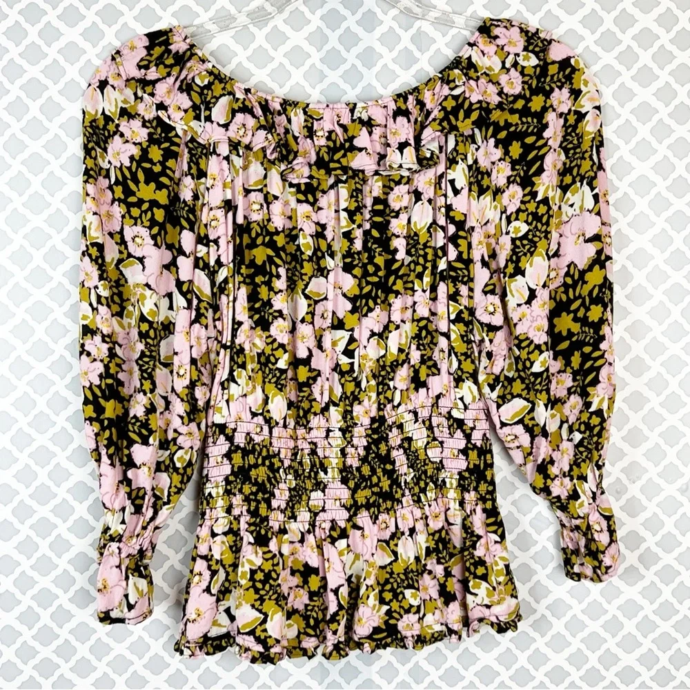 EUC Free People Sweet Memories Blouse in Black Combo